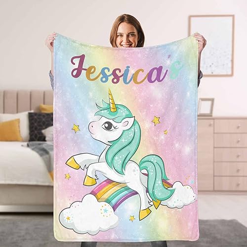 Miniatura 34 de Artsadd Personalized Baby Blanket for Girls Boys, Custom Baby Blankets with Name Customized Throw Blanket for Kids Newborn Baby Shower Birthday Gifts