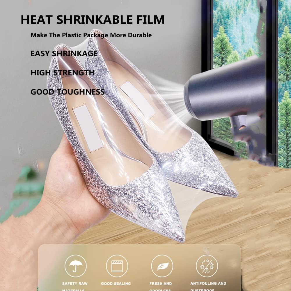 QQHLZDS 100 stuks krimpfolie voor schoenen, afdichtende stoffolie, krimpfolie gebruikt voor het verpakken van handgemaakte zeep, schoenen, kaarsen, kleine geschenken, doe-het-zelf ambachten
