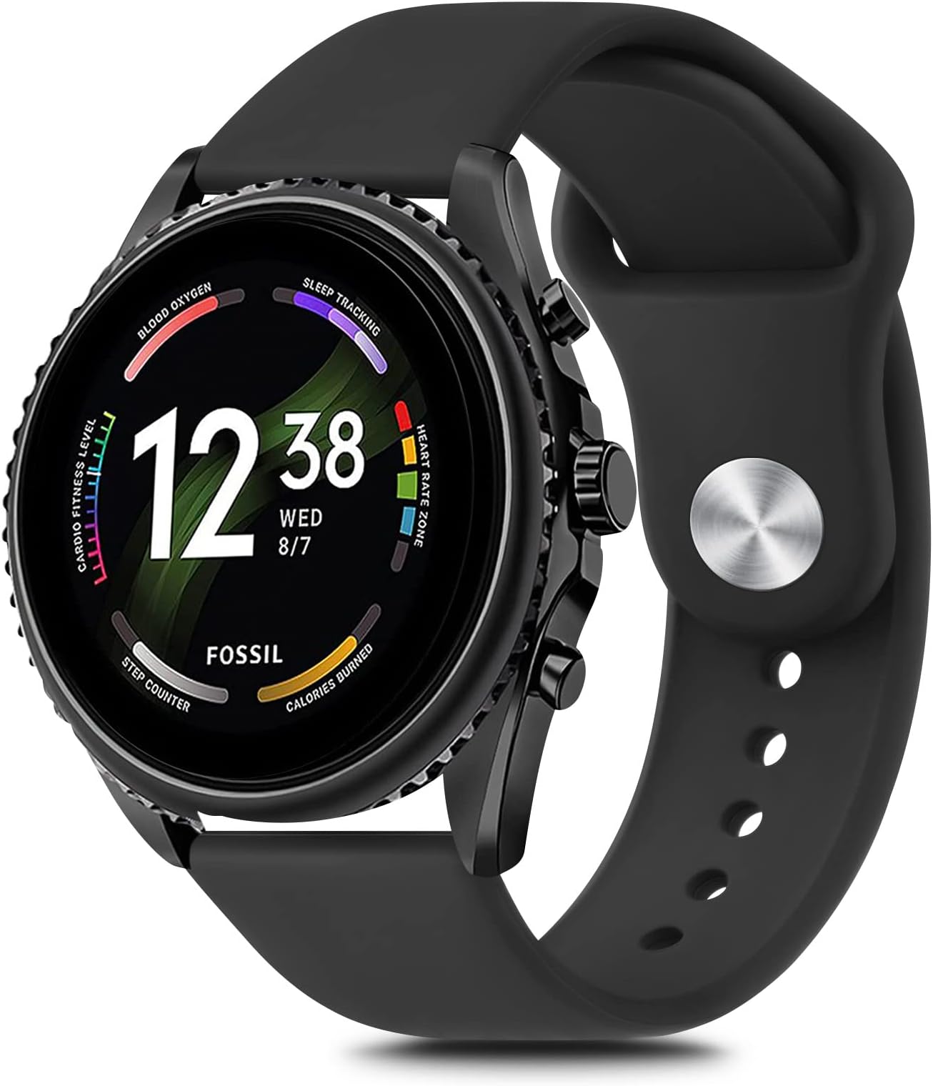 Meliya Silicone Band for Fossil Men's Gen 6/5E 44mm/Gen 5 Carlyle/Garrett/Women's Julianna Smart Watch, 22mm Adjustable Soft Silicone Sport Strap Replacement Band for Women Men (Black)