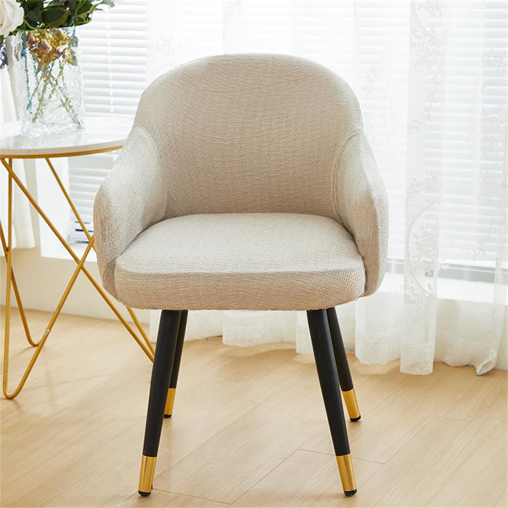 Highdi Chenille Stuhlhussen mit Armlehne, Stretch Stuhlbezug Hochlehner Esszimmerstühle Bezug Sesselbezug Waschbar Universal Hussen für Stühle, Esszimmer Hotel Bankett Deko (Khaki,6er Set)