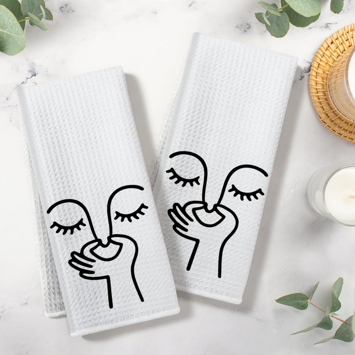 2 Pcs Funny Bathroom Hand Towels, 14x24 In, Humorous Pinch Nose Decor Towel image 3
