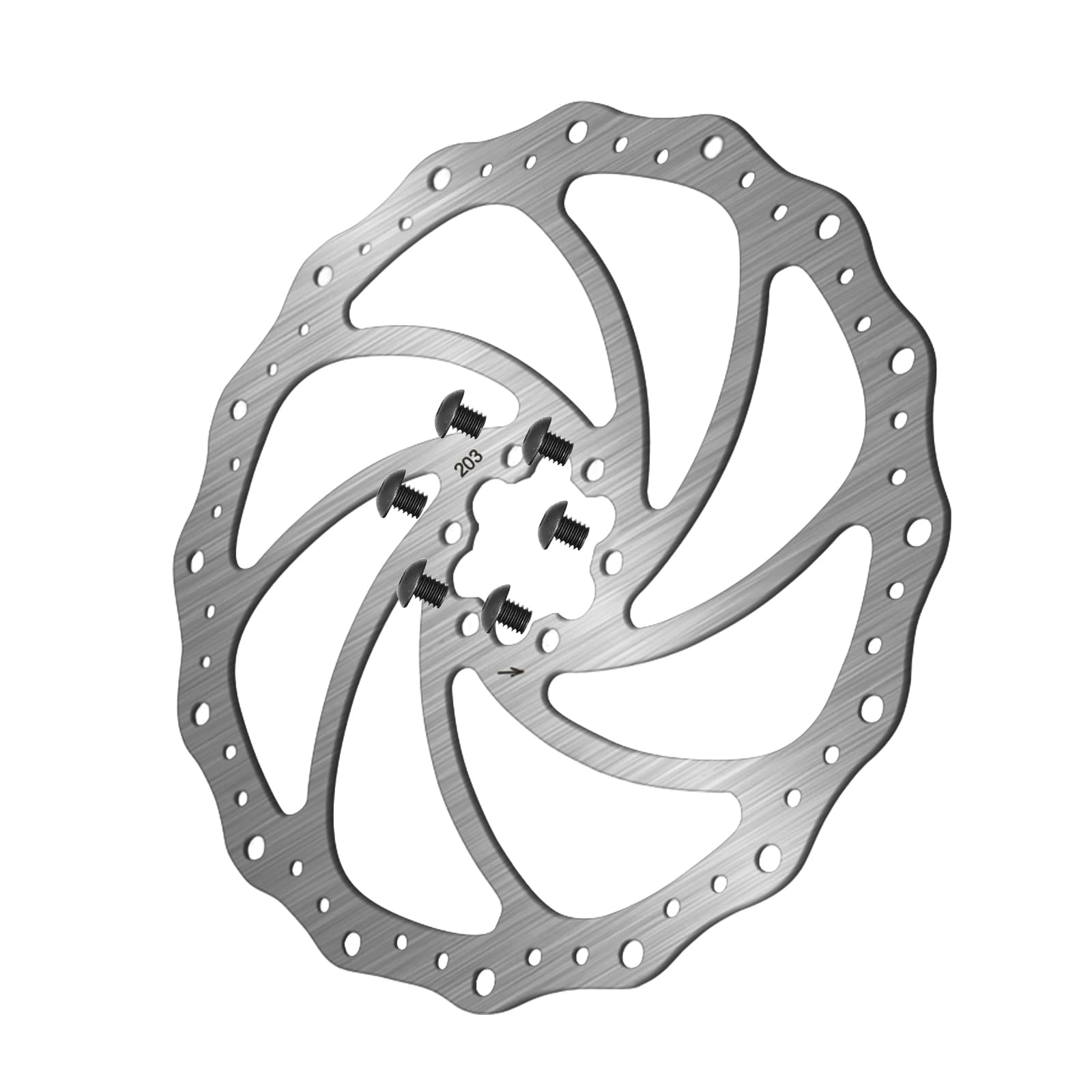 AEYINO 203mm MTB Disc Brake Rotor with 6 Bolts, Bicycle Brakes Stainless Steel Rotors M5 Screws, for Mountain Road Bikes MTB BMX โ image 1