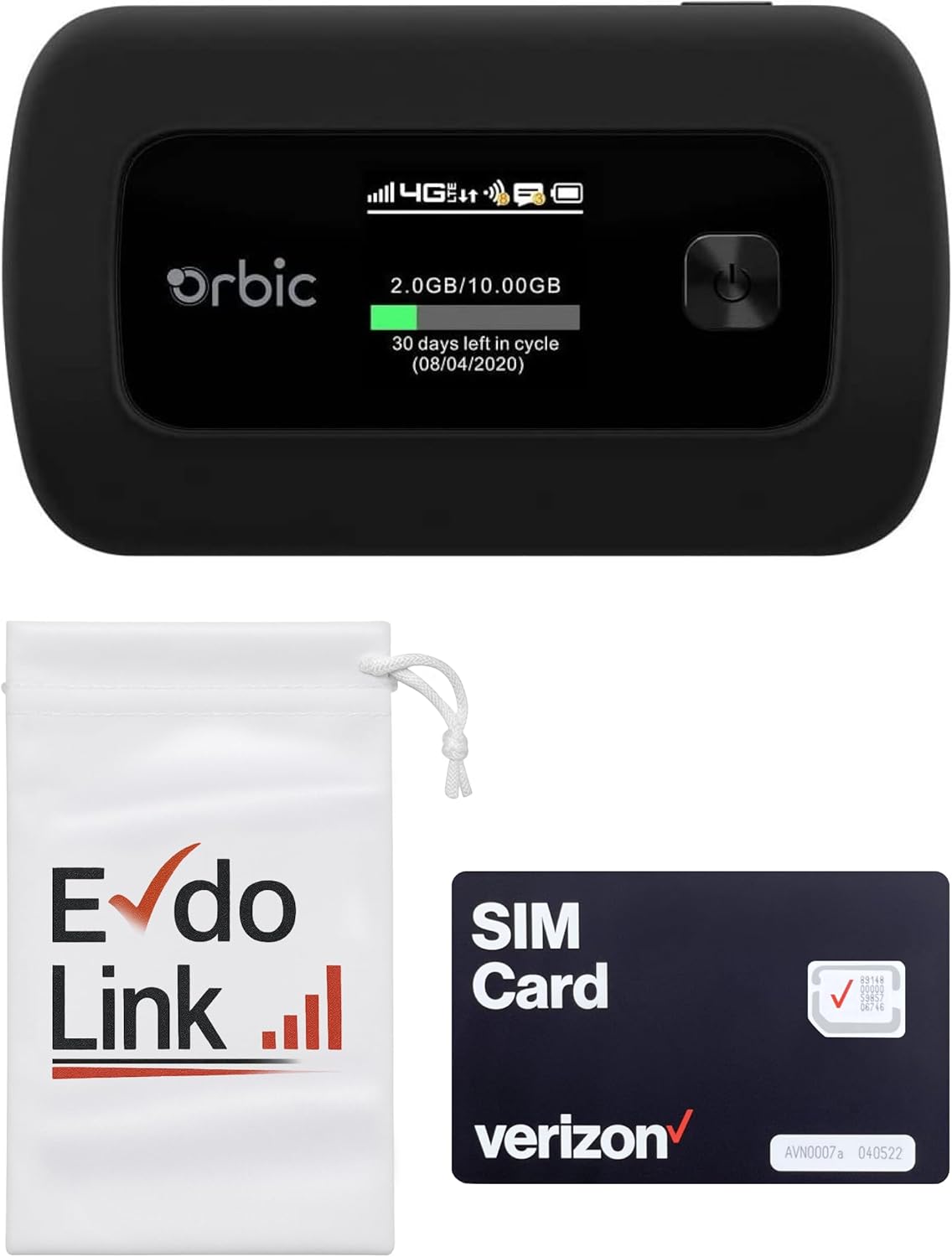 Mobile Hotspot Orbic Speed RC400L Pre - Installed SIM Card Mobile Wi-Fi Router for Travel Verizon Sim Card EVDO-LINK 4G LTE with Soft Case (Black)