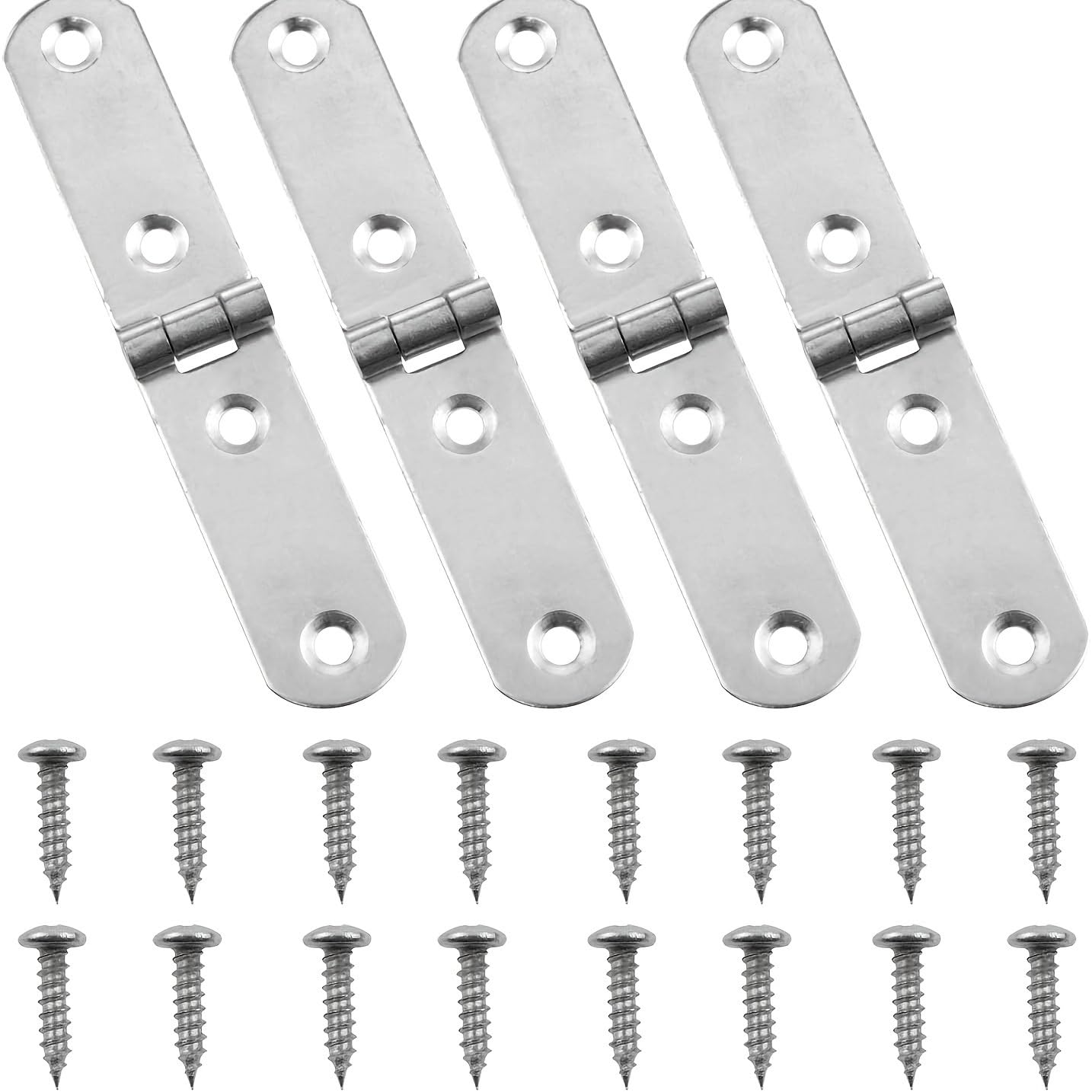Dmlayhp Silver 10Pcs Of Stainless Steel Folding Hinges，Home Cabinet Door 180° Flip Cover Hinge