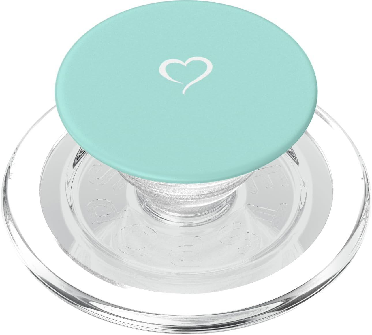 Aqua Teal Blue Hand Drawn Heart Minimalist Love PopSockets PopWallet for MagSafe