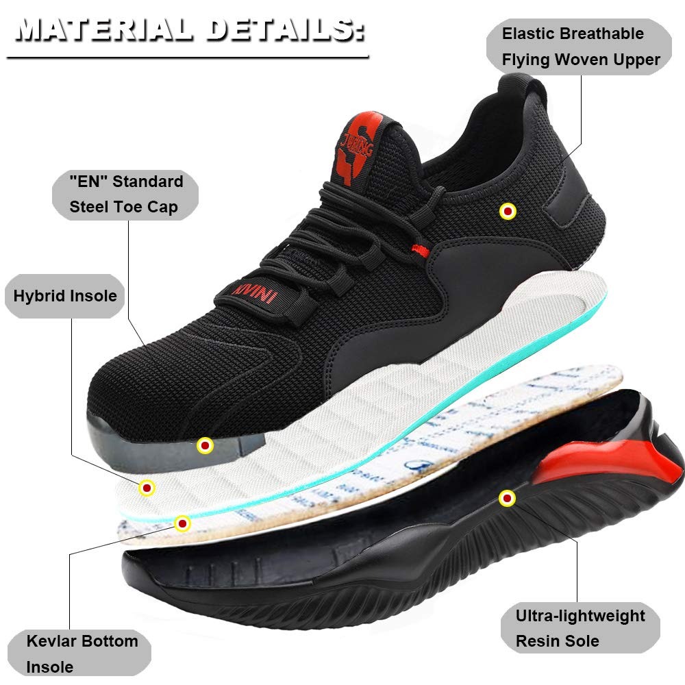 Scarpe Antinfortunistiche Uomo Donna Safety Shoes Punta in Acciaio Leggere Scarpe da Lavoro Traspiranti Sneakers Antinfortunistiche