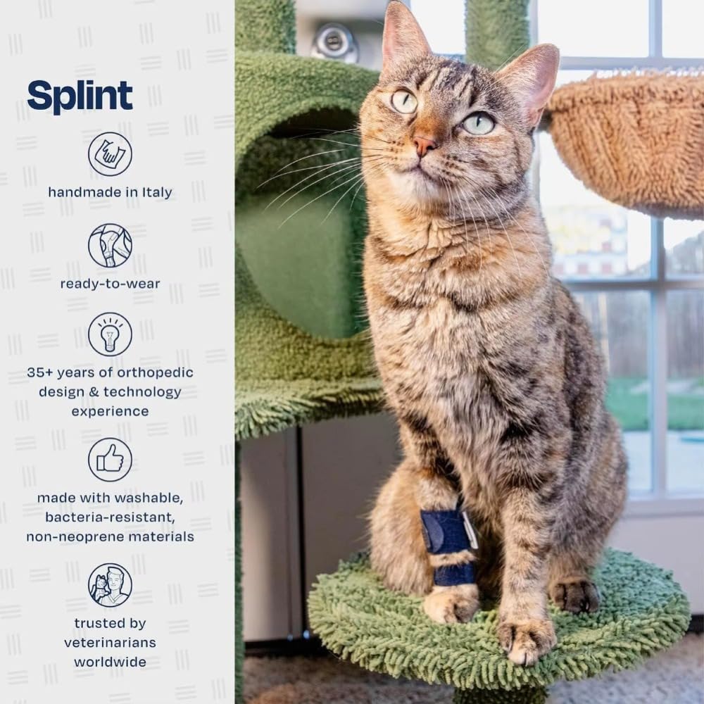 Soporte ajustable para patas de gato con férula de aluminio extraíble, estabiliza la hiperextensión del carpal/tarso, fracturas y esguinces, soporte suave y transpirable para patas delanteras o