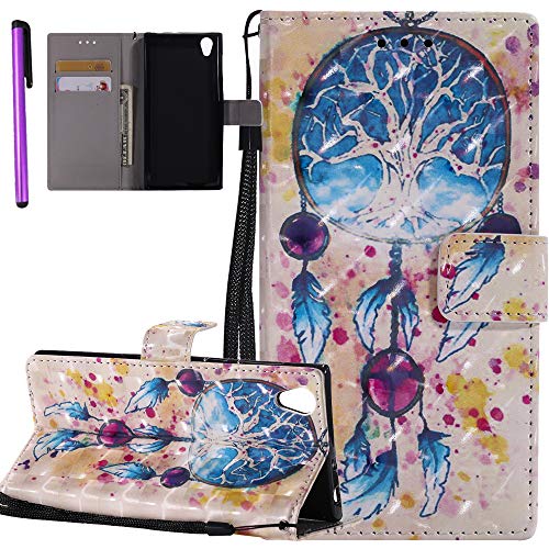 ISADENSER Sony Xperia L1 Case Sony Xperia E6 Case [Wallet Stand] Full Protection with Flip Magnetic Closure Shockproof Card Holder PU Leather Wallet Cover for Sony Xperia L1 3D Tree on Windbell KT
