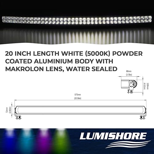 Miniatura 3 de Lumishore Proyector LED de 20 pulgadas, barra de luz blanca impermeable, 33,750 lúmenes15,000 lúmenes de montaje (60-0471)