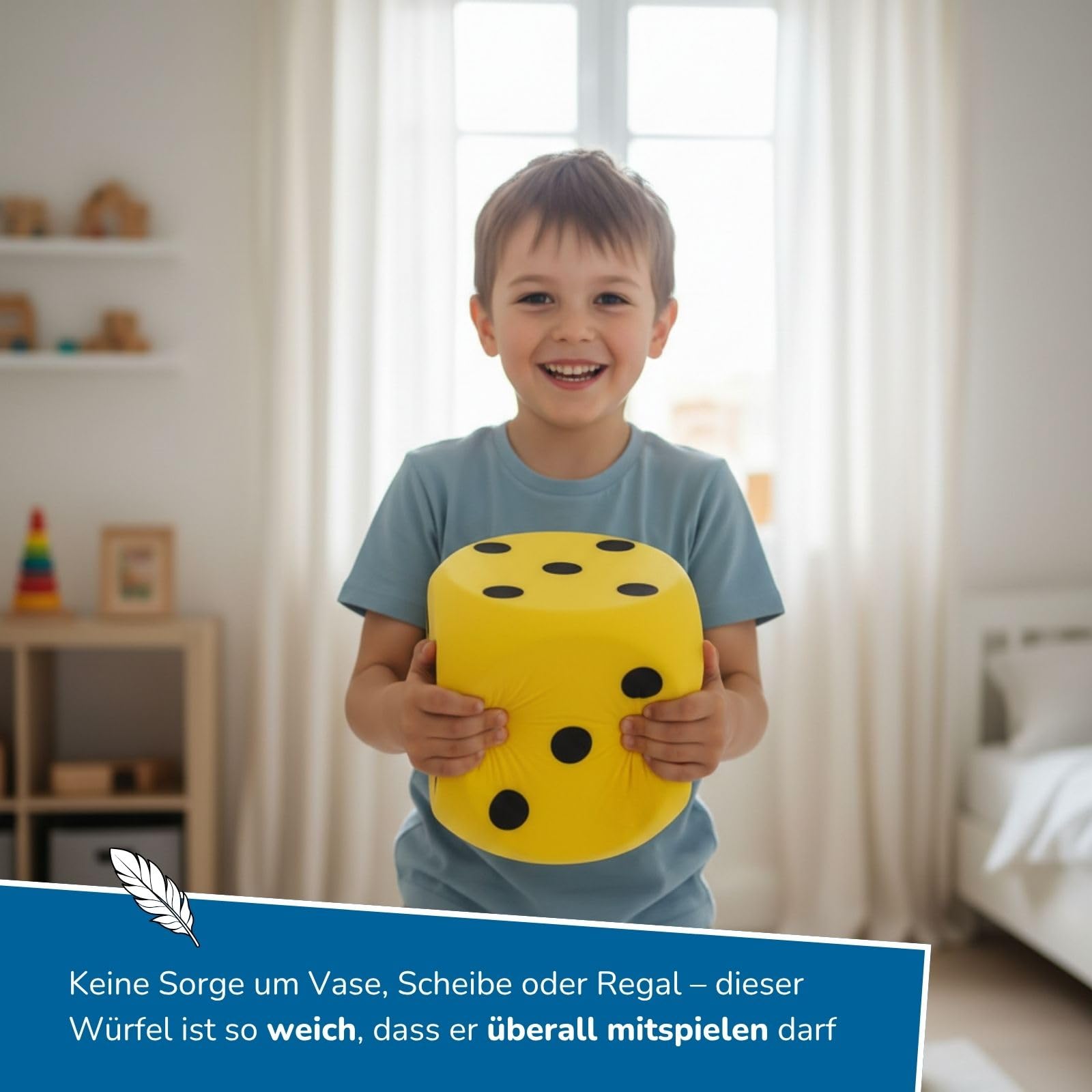 alldoro XXL Schaumstoff-Würfel 12er Set, 15 x 15 cm, große Soft-Spielwürfel | Grün/Gelb/Blau, Spielen & Lernen, 15 x 15 cm, große Soft-Spielwürfel, ideal als Geschenk für Kinder, Für Indoor & Outdoor