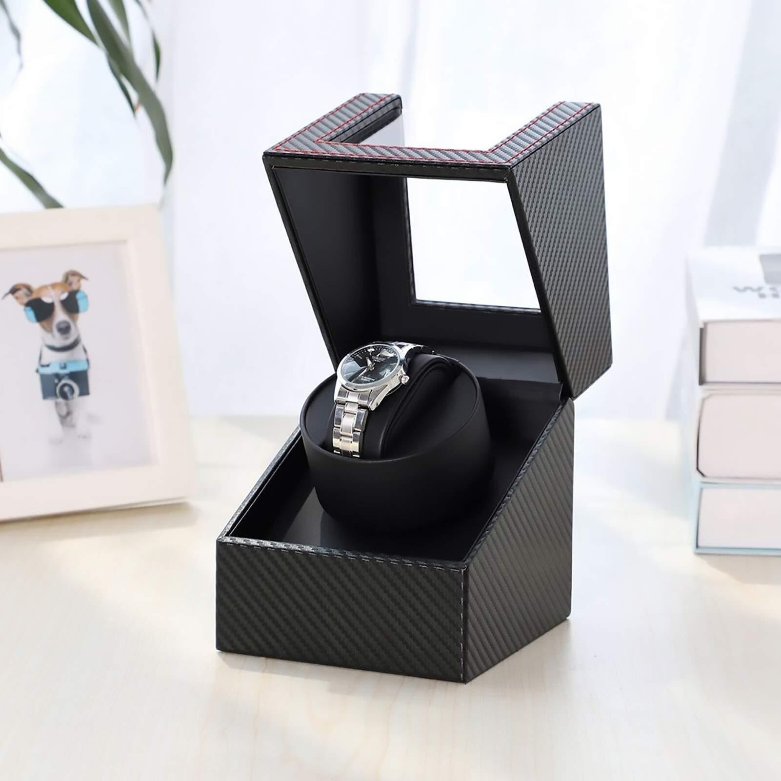 Supporto for carica orologi con motore in carbonio, scatola di automatica meccanici, giradischi, immagazzinaggio, posizionatore rotante, silenzioso, e ben funzionante