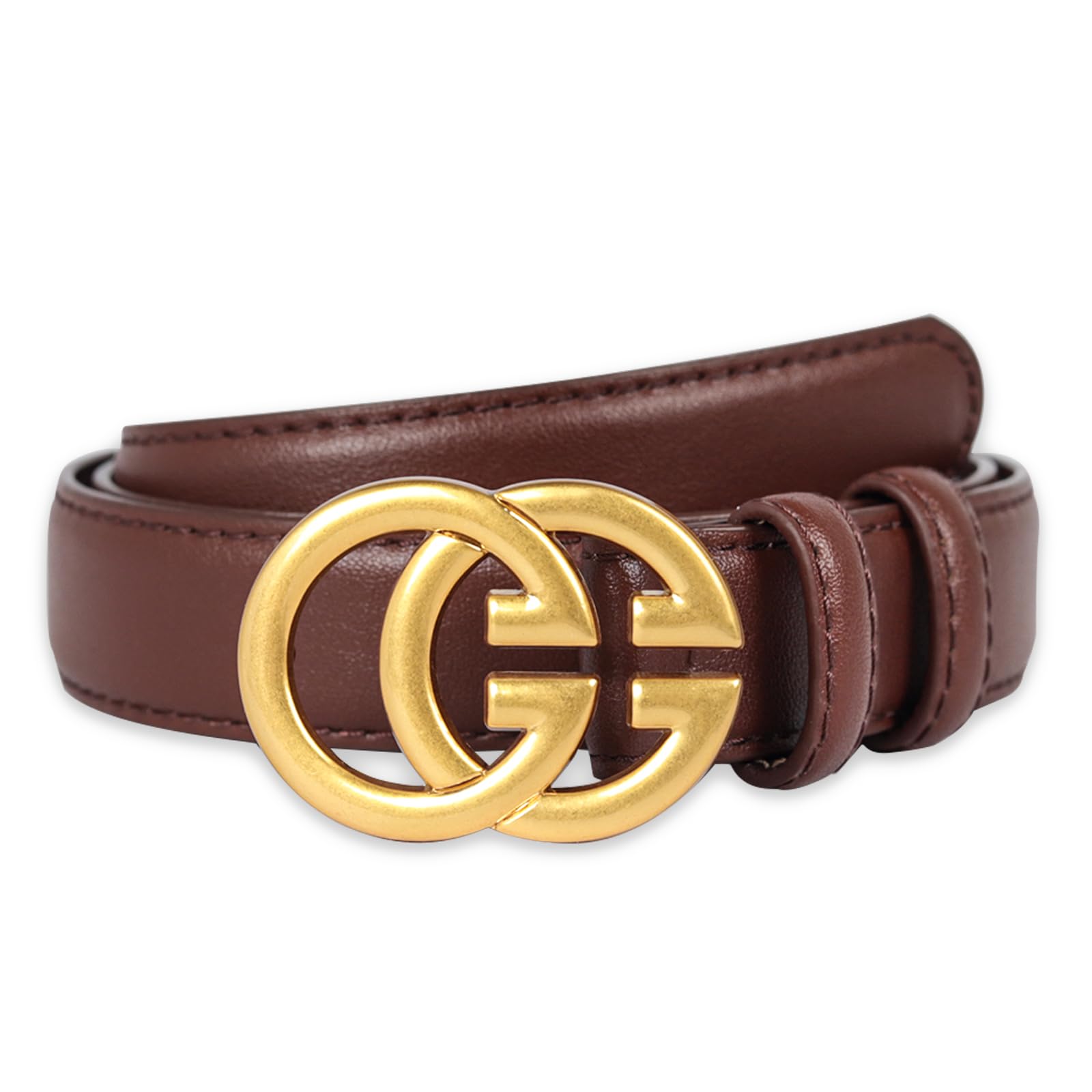 Women's Fashion Classic Metal Buckle Leather Belt with Jeans Dress