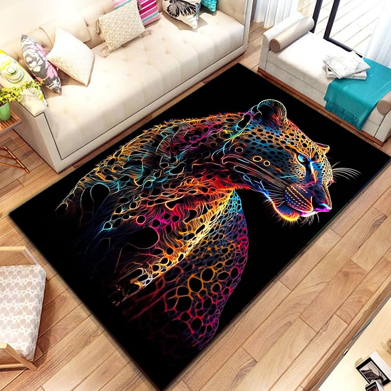 Tapis léopard dessin animé idéal pour égayer le sol d'une chambre d'enfant 100x160cm