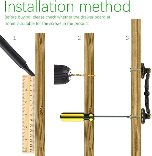 Miniatura 5 de Paquete de 2 tiradores de cajón antiguos de 3 pulgadas con agujeros de 3 pulgadas, manijas de bronce vintage para gabinetes, vestidores, mesas,