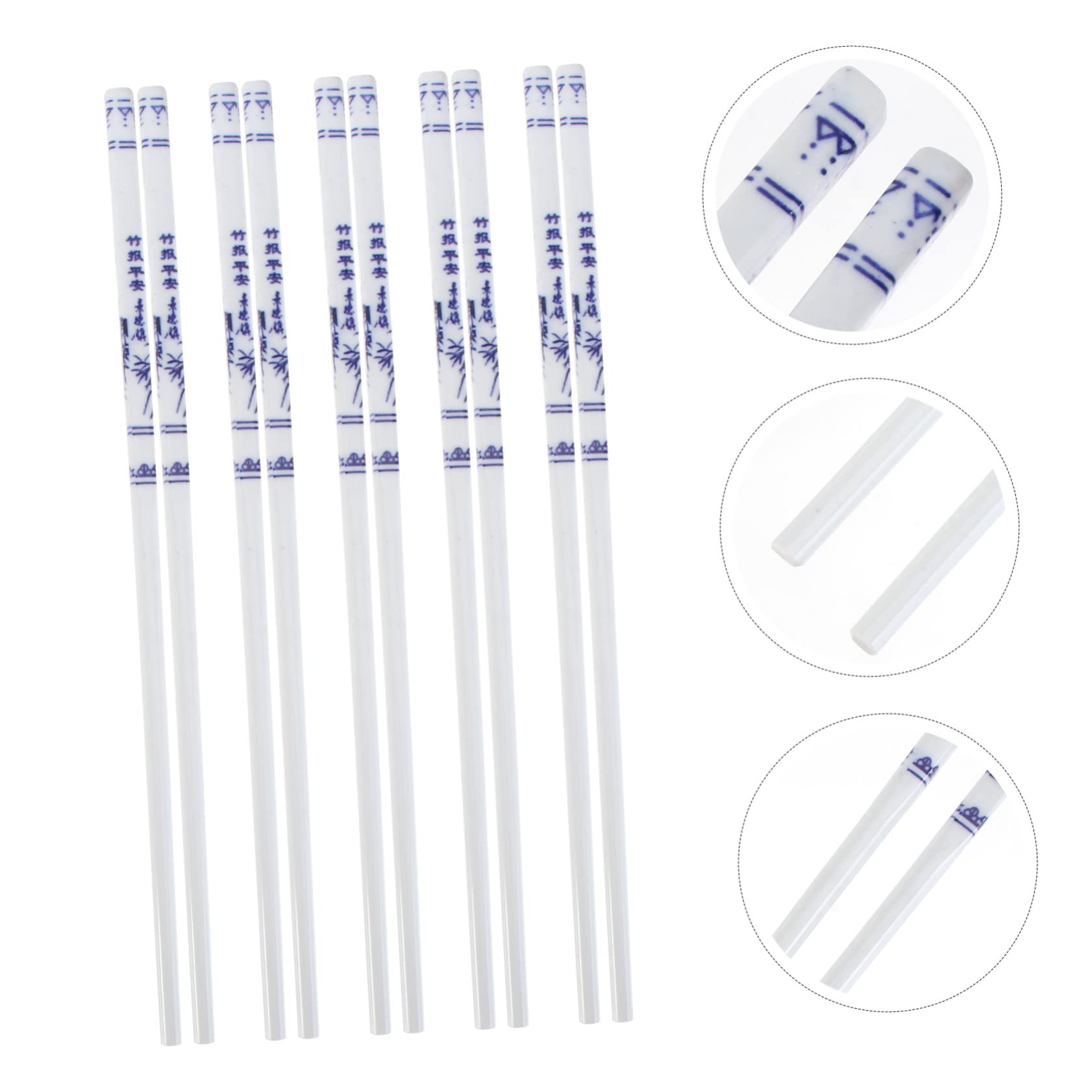 Support de baguettes 10 paires Ensemble de vaisselle en céramique Ensembles d'ustensiles de cuisine Ensemble de vaisselle en porcelaine Baguettes chinoises Baguettes japonaises lavables au lave-vaiss