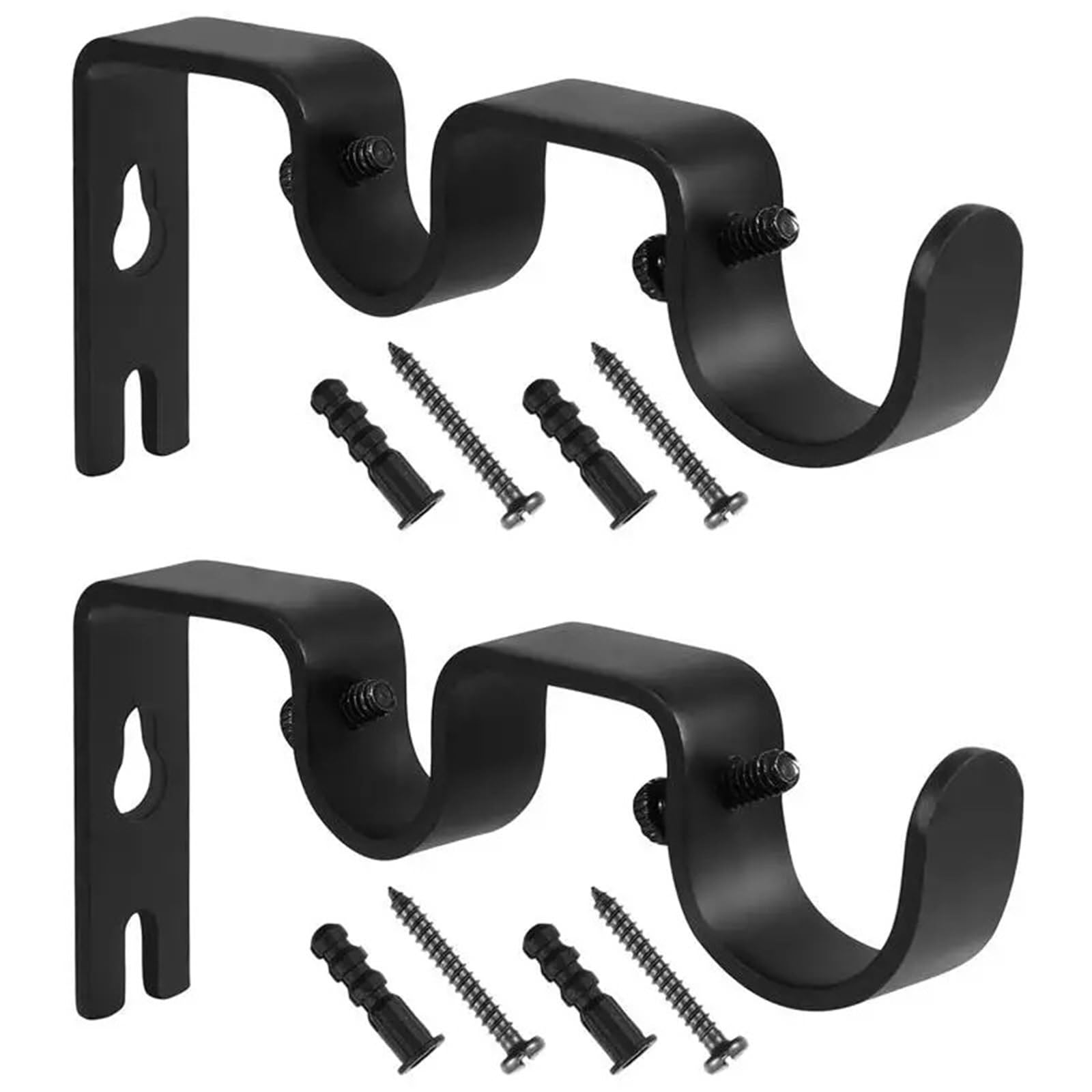 RUWLFE 4 Pcs Curtain Rod Wall Hook Drapery Pole Bracket Accessory Holder for Poles, Wall Rod