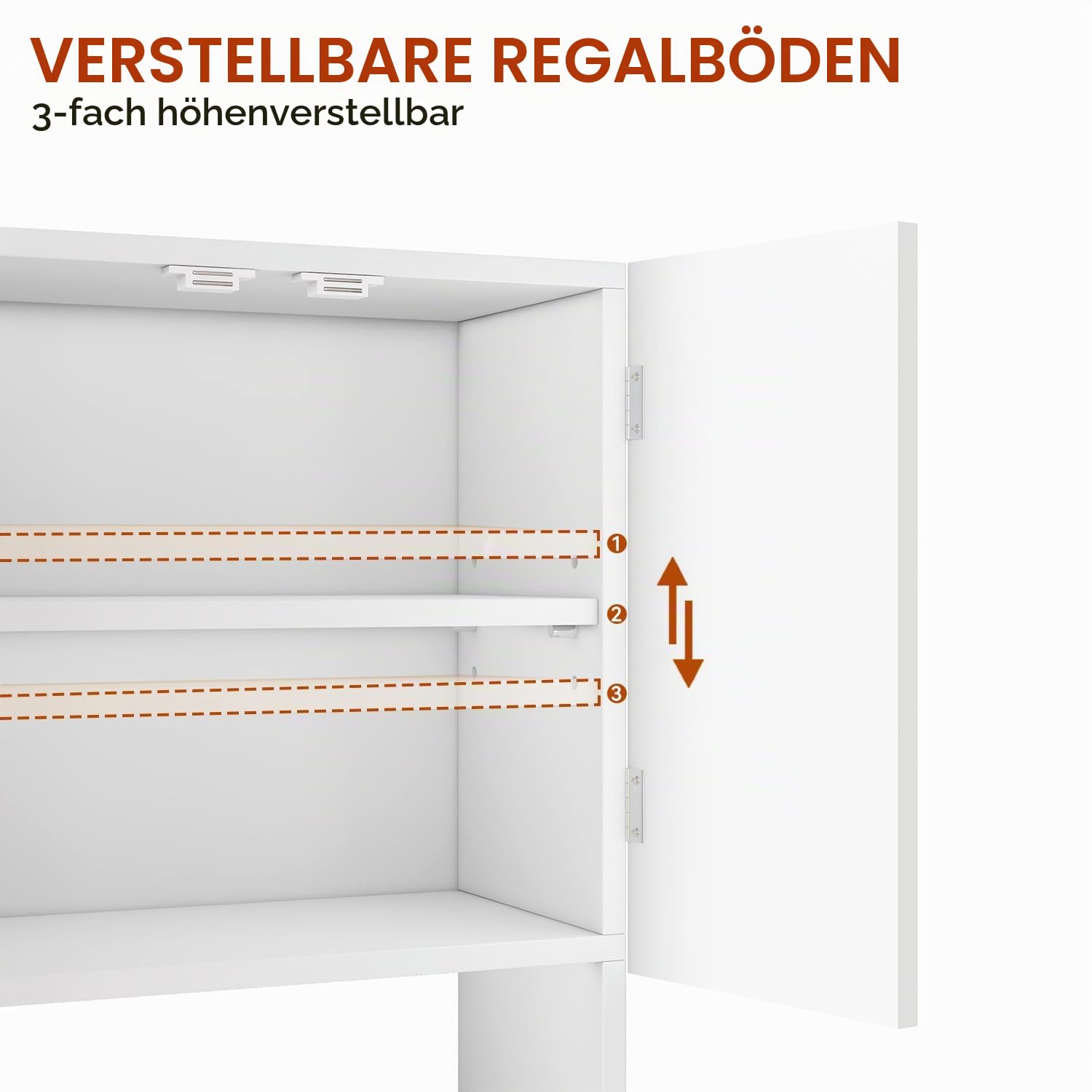 IBUYKE Hängeschrank Bad, Badezimmer Hängeschrank mit Türen und verstellbarem Einlegeboden, Wandschrank über der Toilette Küchenschrank für Waschküche, Wohnzimmer und Küche WBS003W