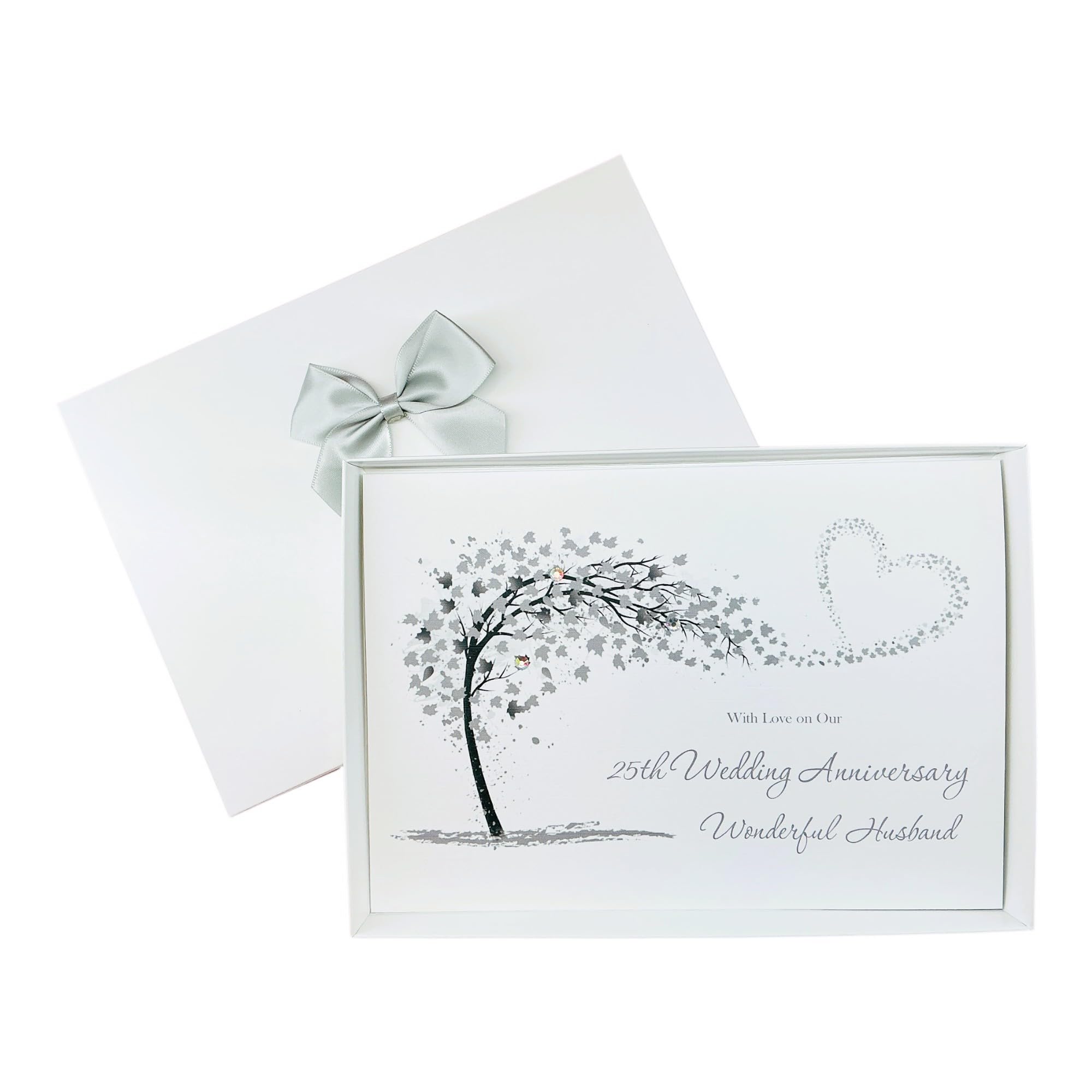 Husband 25th Wedding Anniversary Card Personalised Silver – SH 95