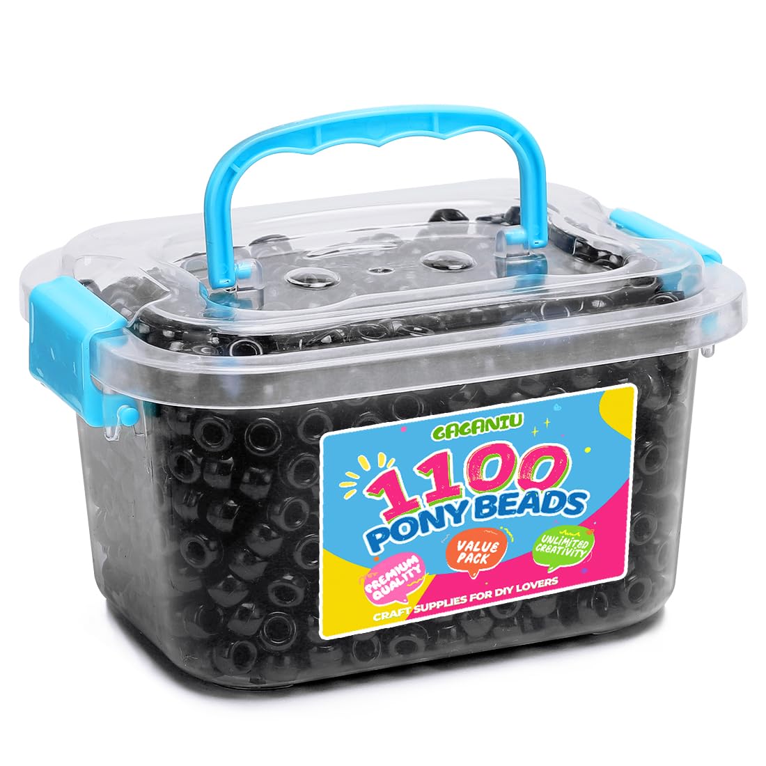 Photo 1 of *Multi colored* GAGANIU Pony Beads 1100+ Pcs – Multicolor Plastic Kandi Friendship Beads in Jar for Bracelets, Hair Braids, Jewelry Making & DIY Crafts