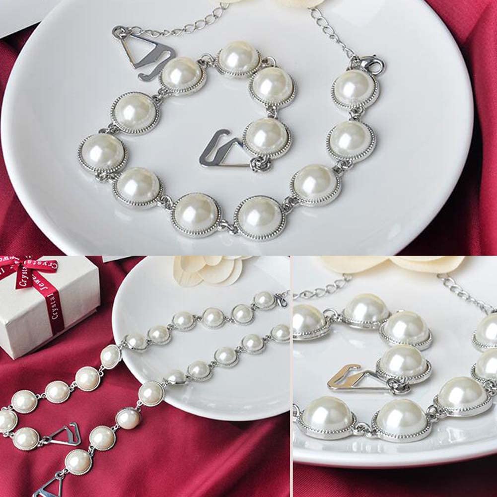 Amazon.co.jp: 1 ペア白ビーズブラジャーストラップドレスブラジャー