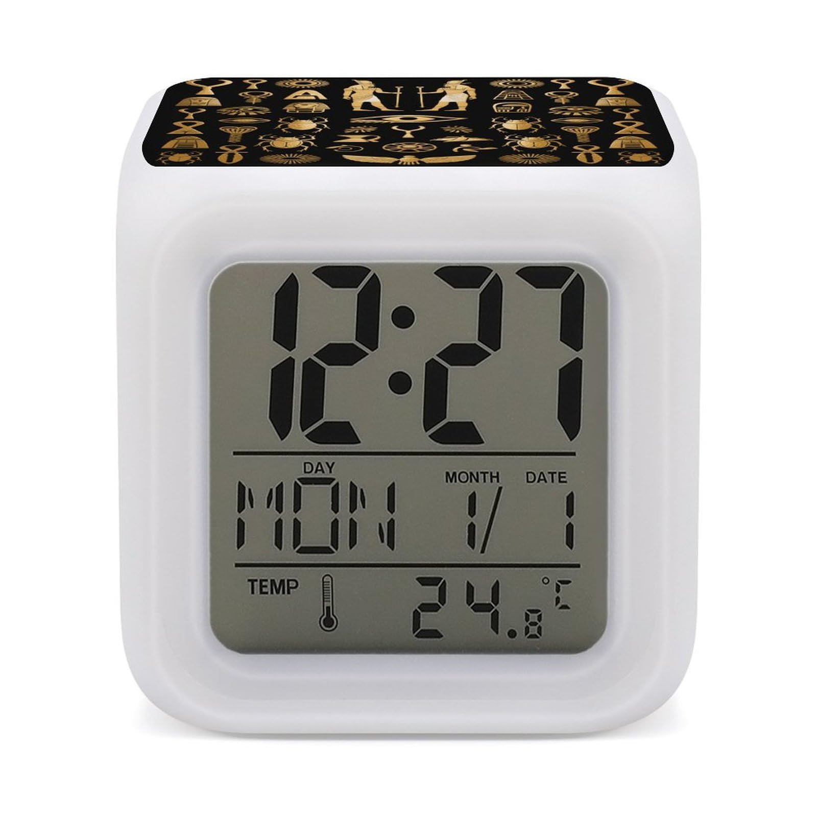 VstaDank Ancient Egyptian Alarm Clock Sleep Trainer 7 Color Changing Night Light Modern Touch Bedside Lamp Fashion Digital Clock with Temperature Display Wake Clocks for Loud Alarm