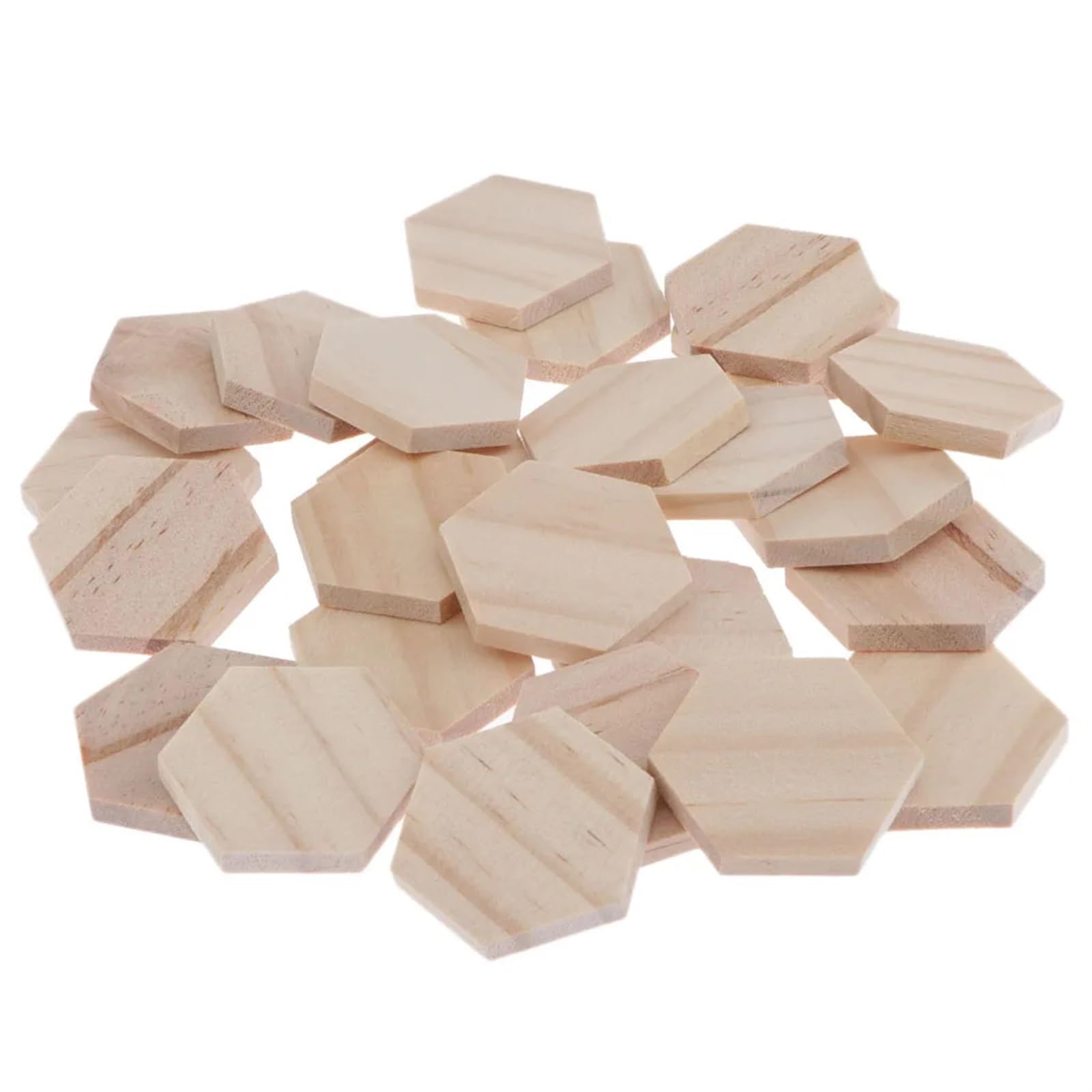 Plastry drewniane do rękodzieła Unfinished Hexagon Wooden Chips 38x32mm Pack Of 25 For Arts Crafts Board Games