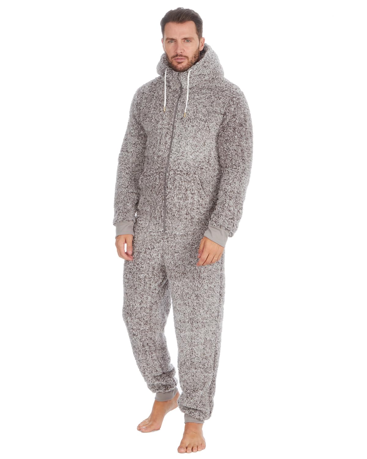 Slumber Hut Men's Sherpa - Grey Sherpa Onesie 31B1491 Grey L-Xl