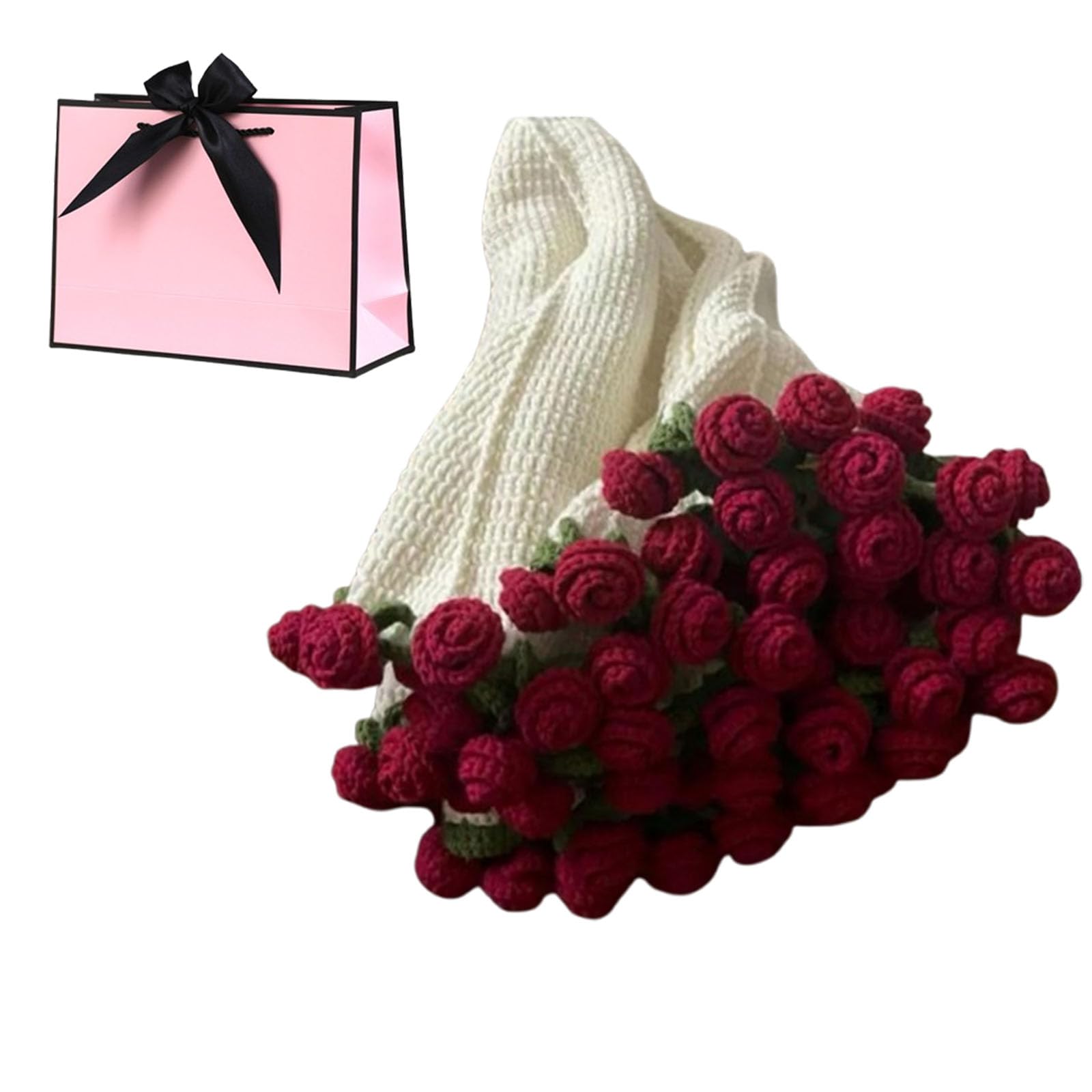 fjaldjfu Rose Bouquet Blanket Material Kit, 2025 New Crochet Flower Bouquet Blanket Diy Handmade, Crochet Rose Blanket Home Decor (43in,Material package-A)