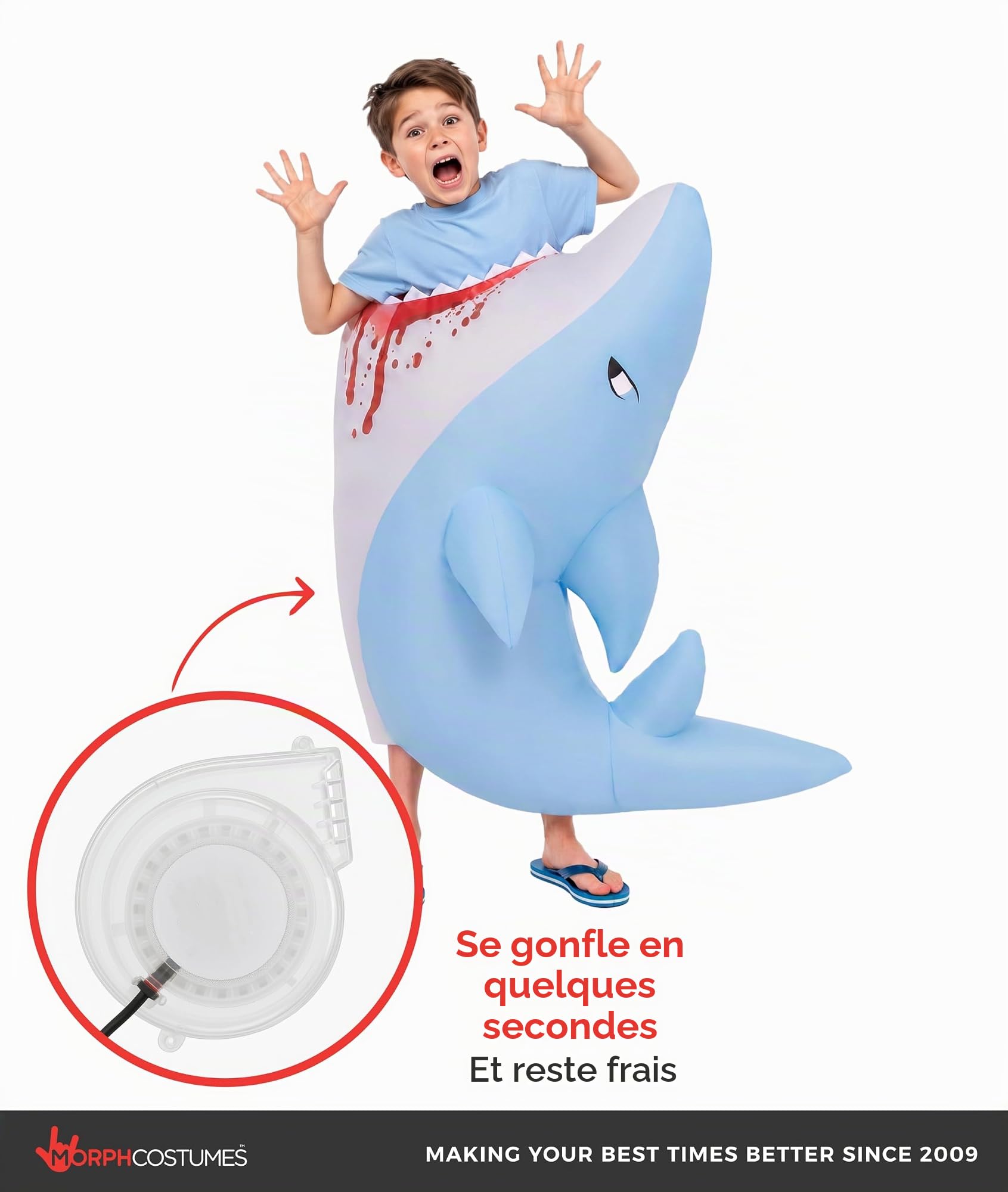 Morph Costume Gonflable Requin Enfant, Déguisement Halloween Requin, Costume Enfant Original, Taille Unique