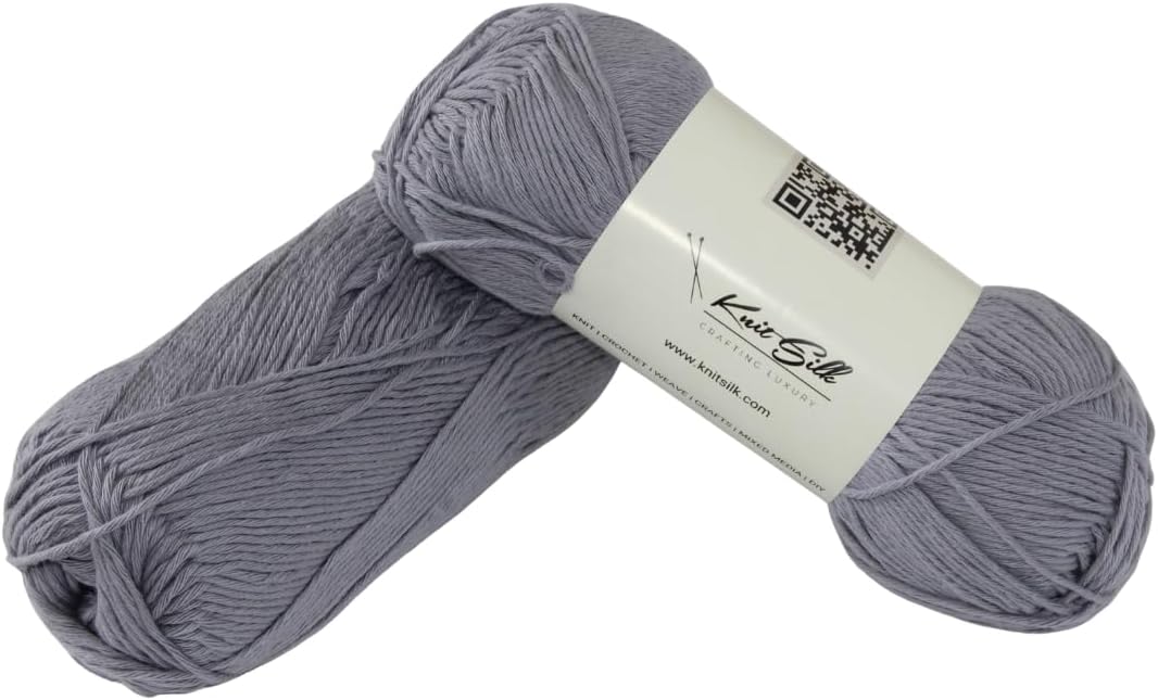 Knitsilk Soft Cotton Knitting Yarn – 100% Cotton | 100g (Approx. 200+ Yards) | Lightweight | for Knitting, Crochet & DIY Crafts | Pack of 2 (Grey)