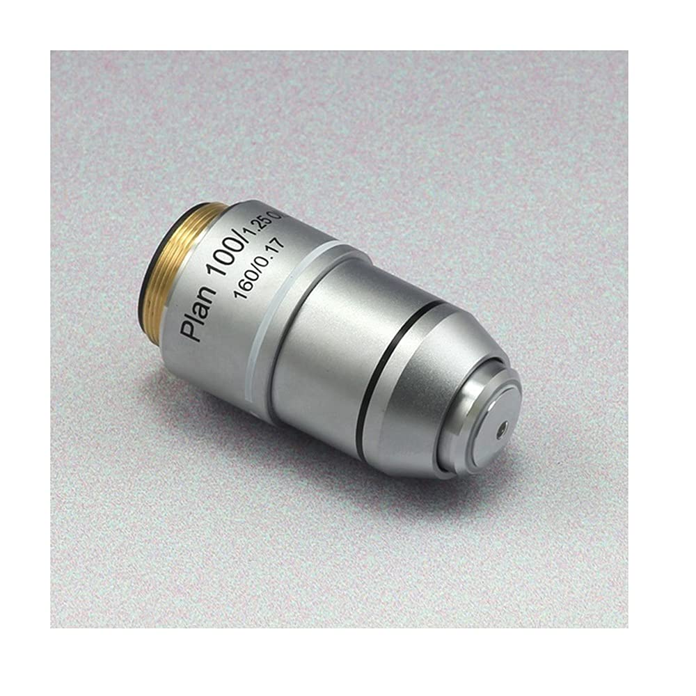 Microscope 4X 10X 20X 40X 60X 100X RMS Thread 160/0.17, Biological Microscope Plan Objective Lens(Type A 100X)