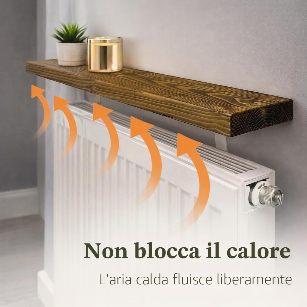 MKGT Mensola per radiatore senza trapano, rustica, sottile, per corridoio (rovere Tudor, 60 cm)