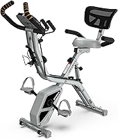 Vista 9 de pooboo - Bicicleta de ejercicio plegable, bicicleta estática vertical plegable, bicicleta magnética para interiores X-Bike con resistencia ajustable
