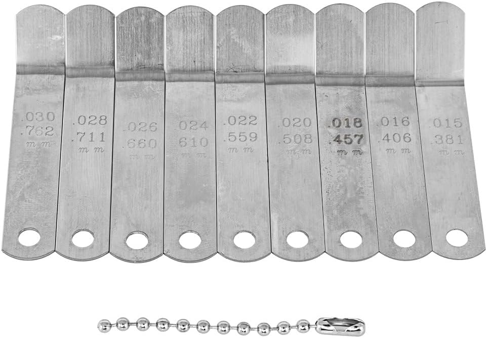 JEGS Premium 11-Blade Feeler Gauge Kit | 0.015� to 0.035� | 0.381mm to 0.889mm | Made In USA | Two Yellow Handles With JEGS Logos