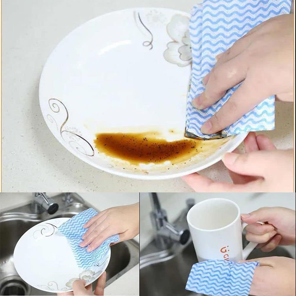 Paño de cocina superabsorbente, rollos de tela no tejida reutilizables para limpieza, estropajos y trapos sin pelusas, ideal para lavavajillas y limpieza general