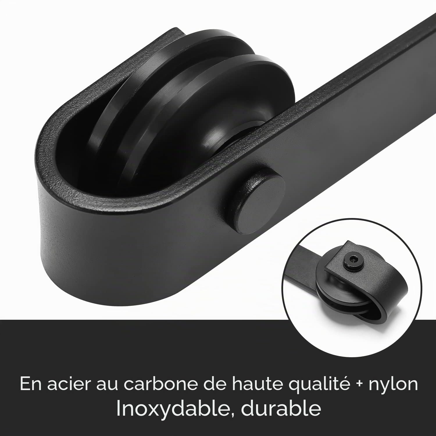 Lospitch Ensemble de ferrures pour porte coulissante de 152 cm/5 pi avec rails de coulissement pour porte coulissante Ensemble de système de porte coulissante La capacité de charge maximale est de 150