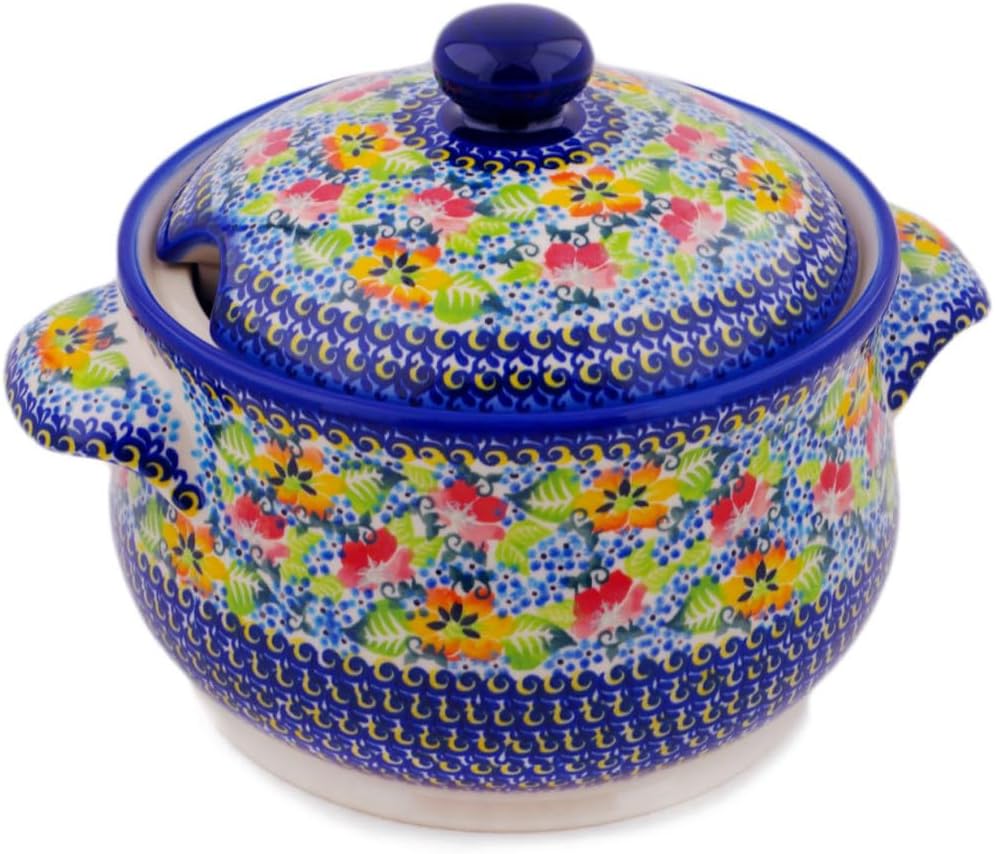 Polmedia Polish Pottery Tureen UNIKAT - Spring Is Coming Pattern Handmade in Boleslawiec Poland by Ceramika Dalia + Certificate of Authenticity
