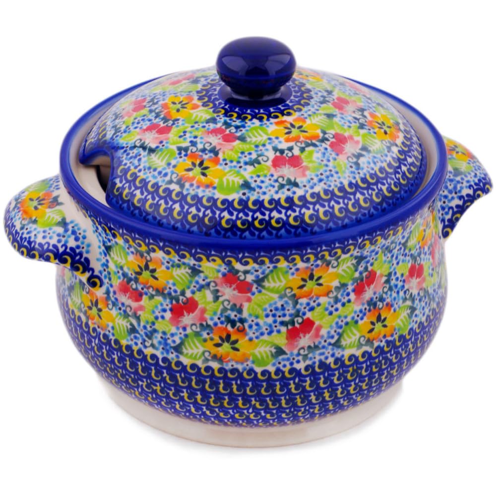 Authentic Polish Pottery Tureen Signature UNIKAT in Spring Is Coming Design Handmade in Boles?awiec Poland by Ceramika Dalia + Certificate of Authenticity