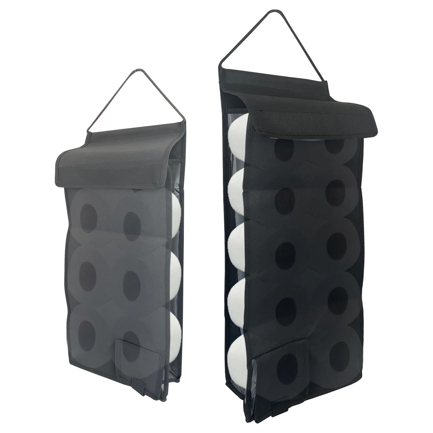 Daniel James Hanging Toilet Roll Holder - Wall Mounted Toilet Roll Storage Rack for 6 or 10 Rolls - Fabric Toilet Roll Dispenser for Toilet & Bathroom - Medium