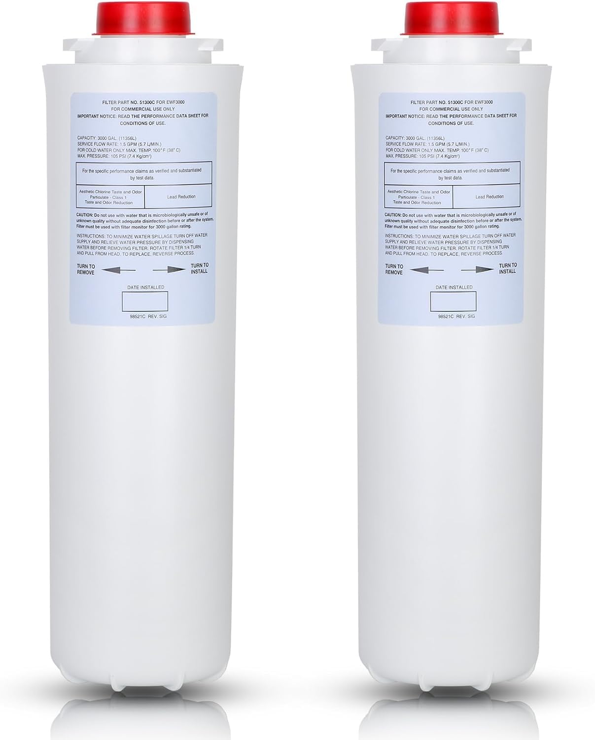 51300C (No Chip - 2Pack 12 inch Chipless) Compatible With EWF3000, EzH2O Filter Replacement Bottle Station High Capacity 3000 Gallon