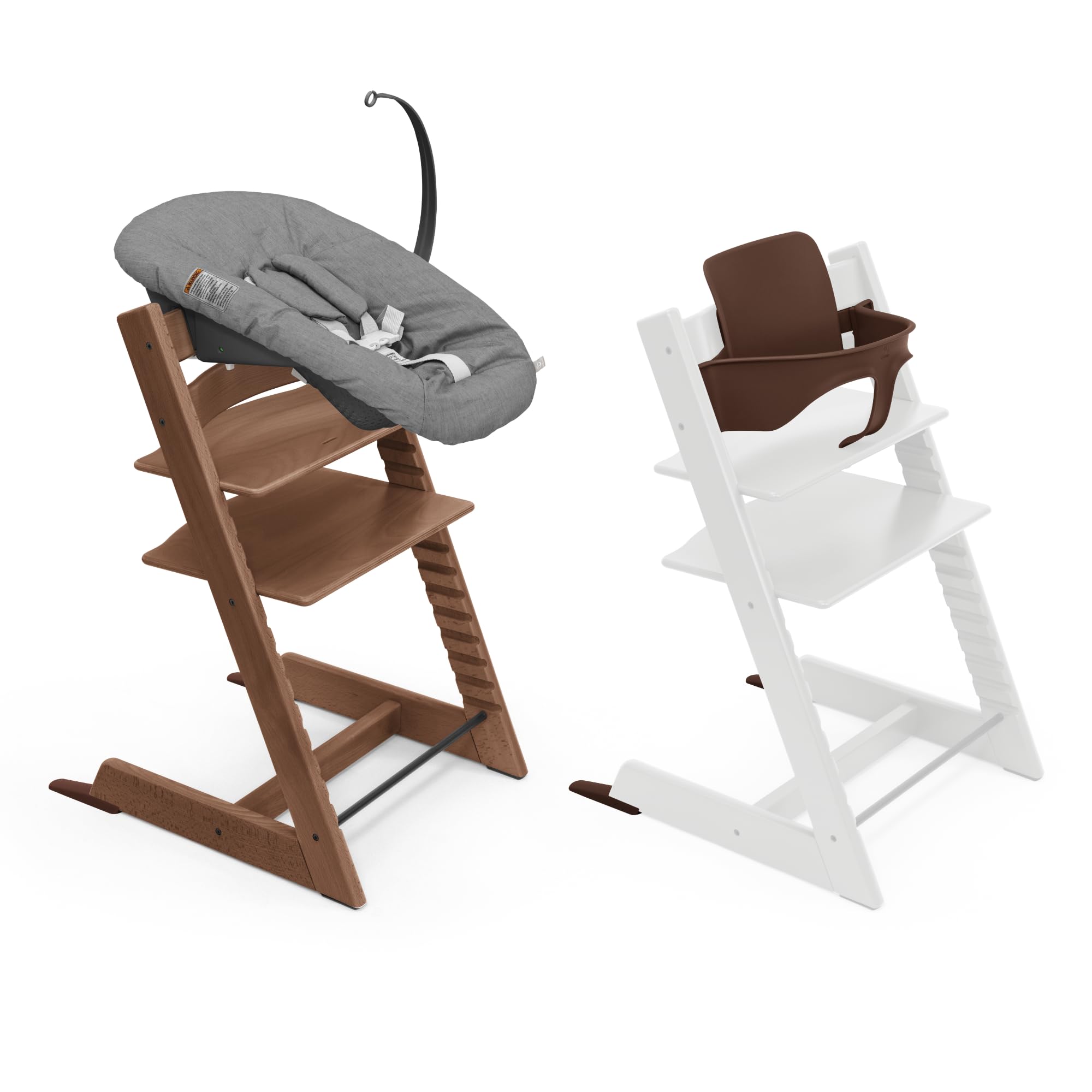 Seggiolone Tripp Trapp di Stokke, Warm Brown (Include Sedia + Baby Set 2) con Newborn Set (Anthracite) - Design Sicuro, Regolabile, Ergonomico