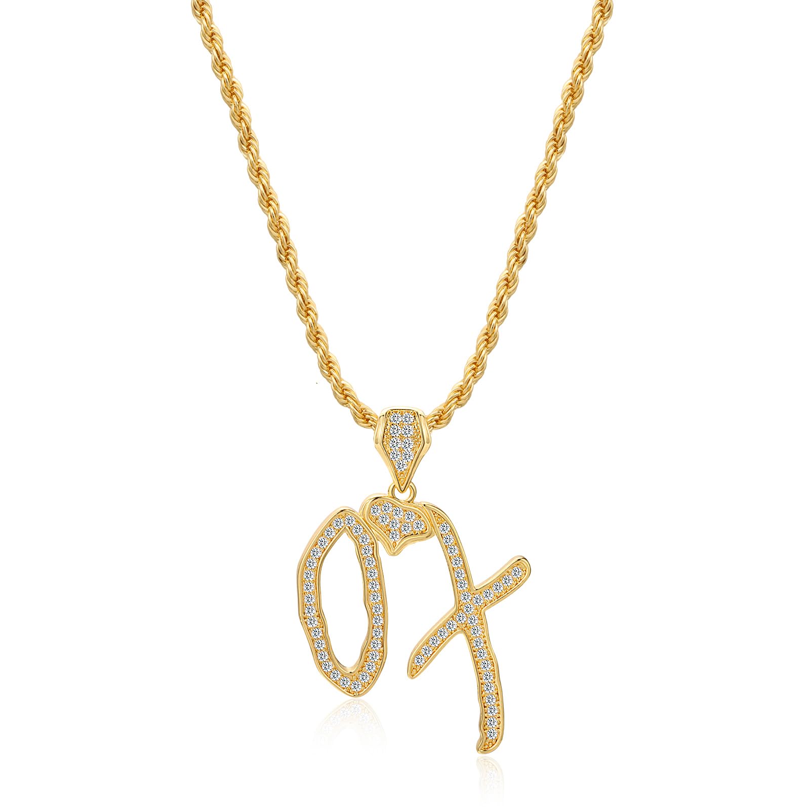 IDesign Hip Hop XO Necklace Pendant with Rope Chain Hip Hop Rock Rapper Jewelry