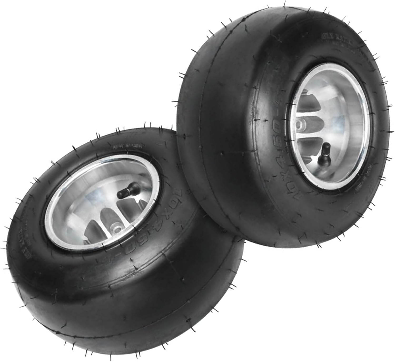 2-Pack 5" Go Kart Racing Slick Tires & Wheels | 10x4.50-5 Tubeless on 3-Stud 50mm Rim | For Mini Bike, Drift Trike, ATV & Lawn Tractor (10x4.50-5)