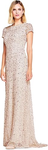 Miniatura 3 de Adrianna Papell Vestido de noche de mangas cortas con lentejuelas para mujer