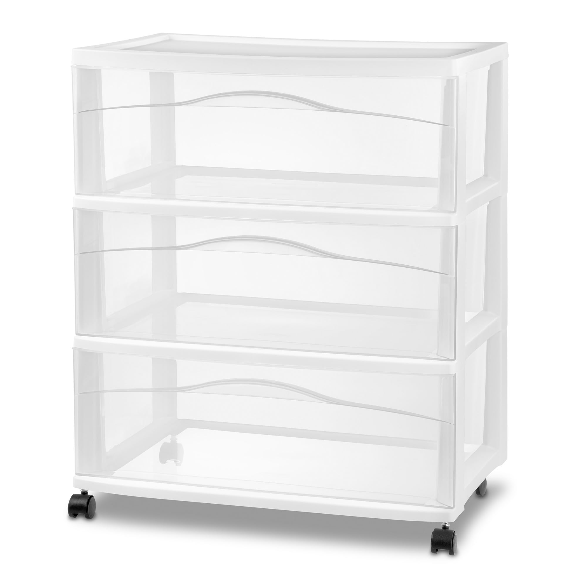 Sterilite Wide 3 Drawer Storage Cart in White
