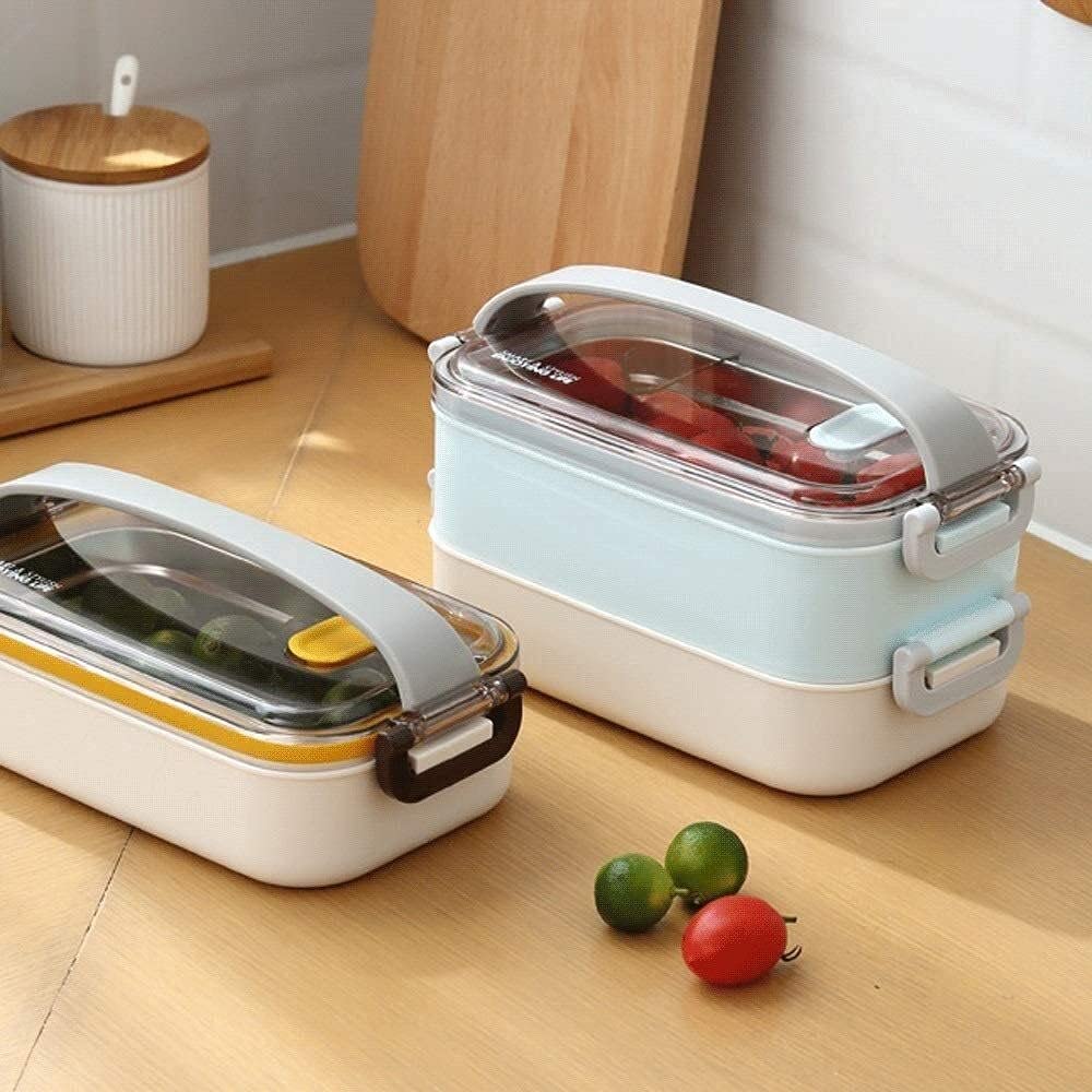 boîte à repas, Boîtes à bento Boîte déjeuner Bento(Blue,Double layer)