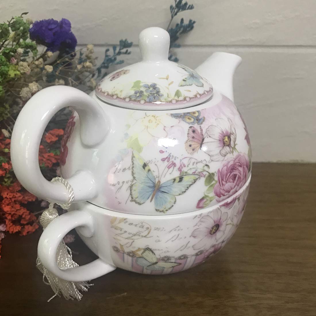 Amazon.com | Lightahead Bone China Tea for One Set in Rose Design, in  attractive Reusable Handmade Gift Box (With Bead & Ribbon): Tea Sets