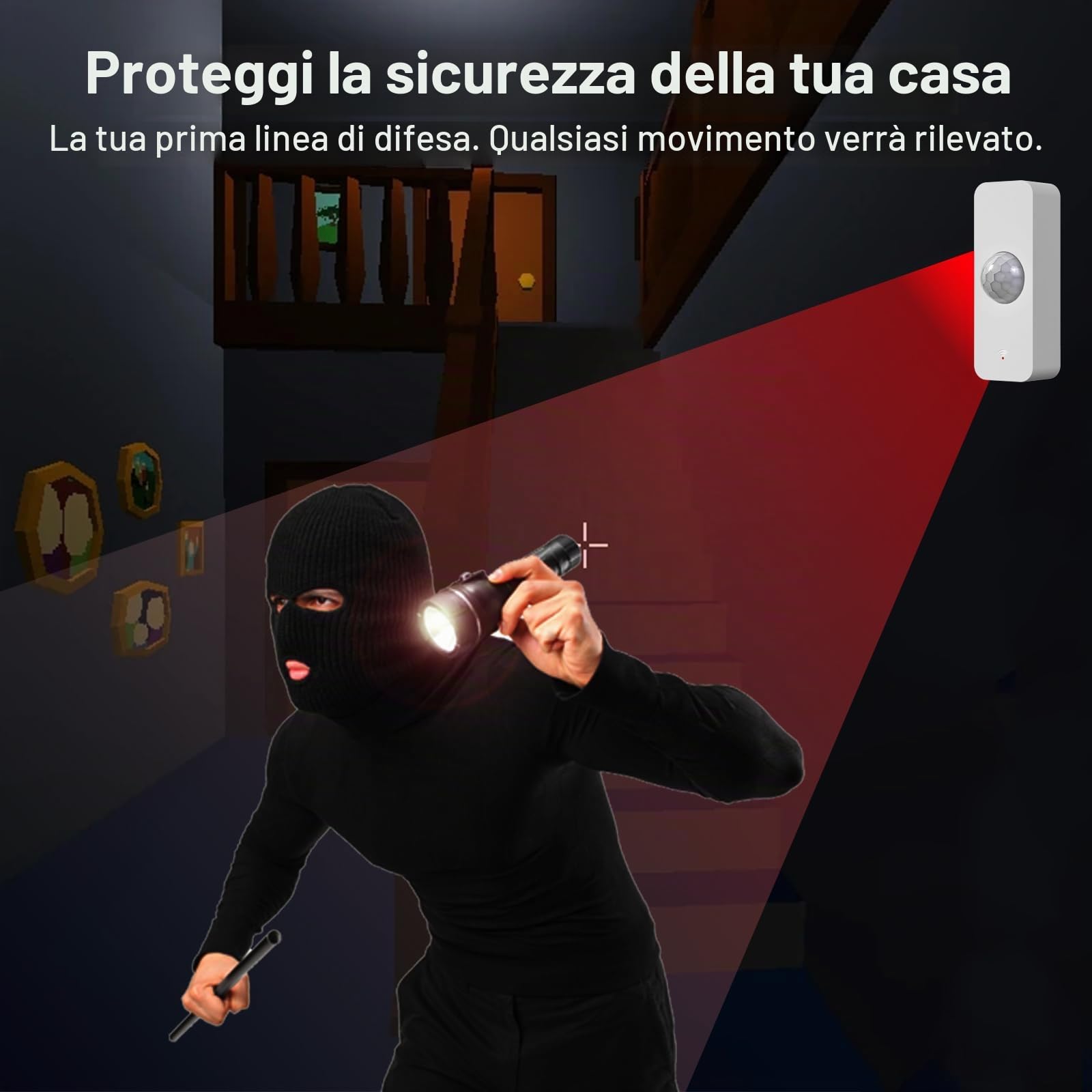 Sensore di movimento ZigBee, sensore di movimento intelligente per la sicurezza domestica, sensore di movimento wireless con app di monitoraggio remoto, comando vocale compatibile con Alexa.4PCS