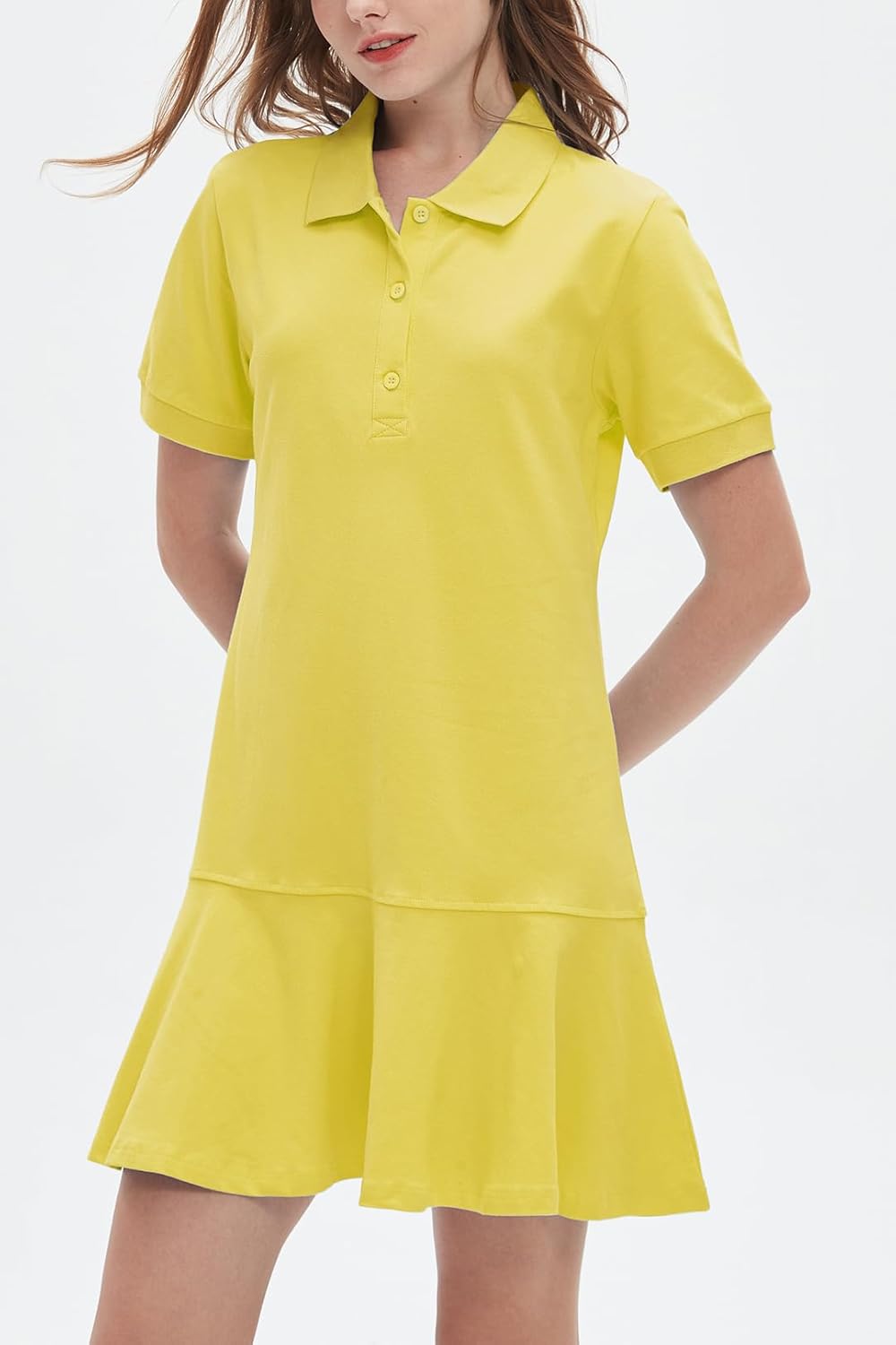 Ladyful Women's Polo Dress Short Sleeve Ruffle Hem Flowy Summer Golf Tennis Athletic Mini Dress - Image 3