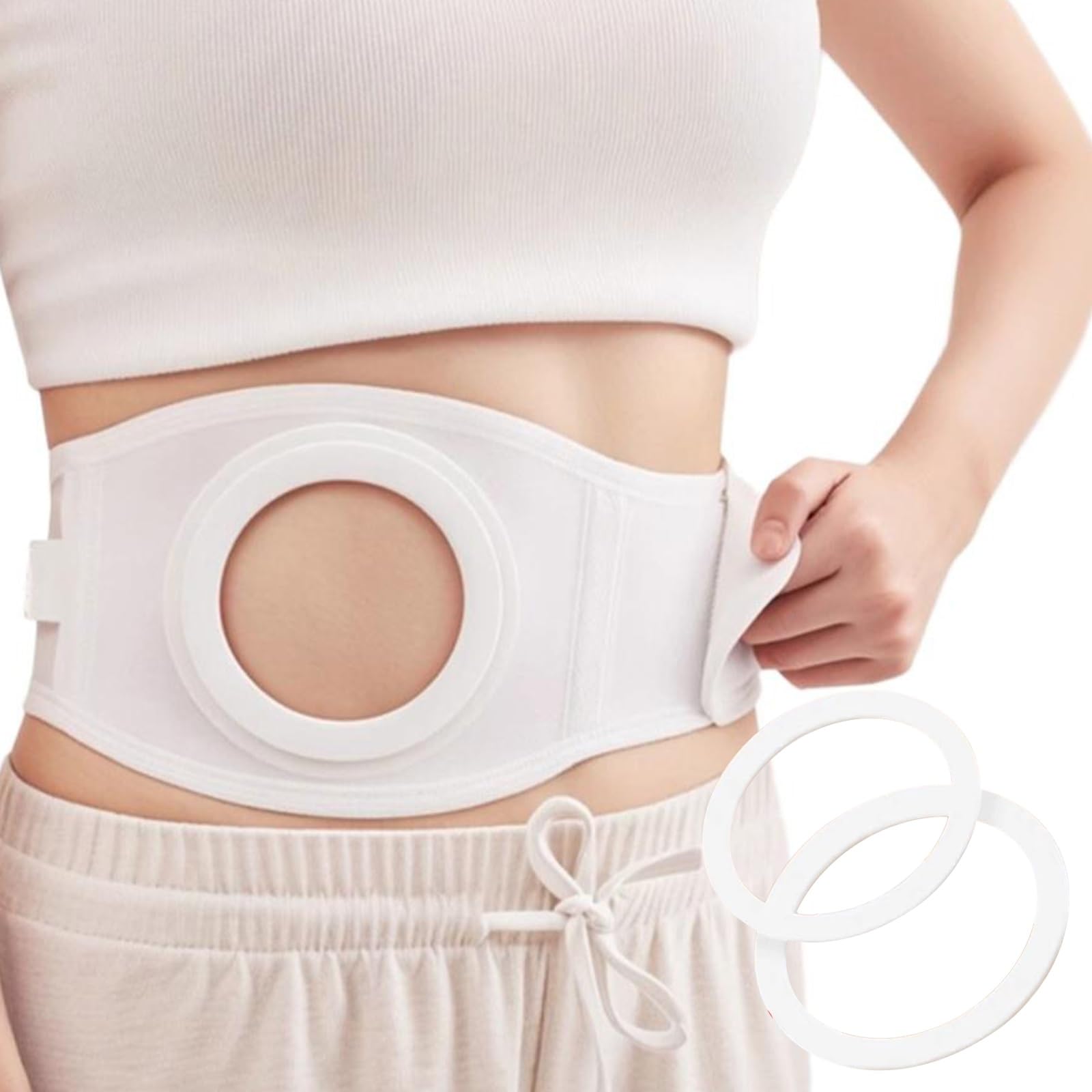 Fascia per Stomia per Uomini e Donne, Cintura per Stomia Regolabile con 2 Misure di Fori, Cintura Stoma Comfort Post-Operatoria, Previene L'ernia Parastomale(X-Large)